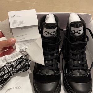 Jimmy Choo Nord / F Black 37.5 NWT & NEW WITH BOX